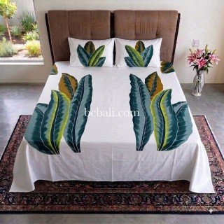 Bedsheet Hand Painted Flowers Pattern Made in Bali